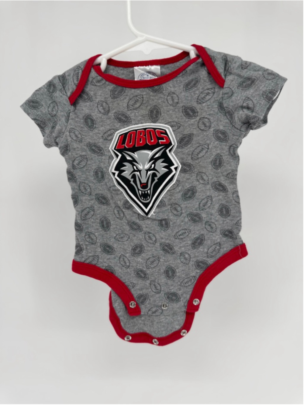 Baby Rivalry Threads Lobos Football Bodysuit 3-6 Months Gray Red